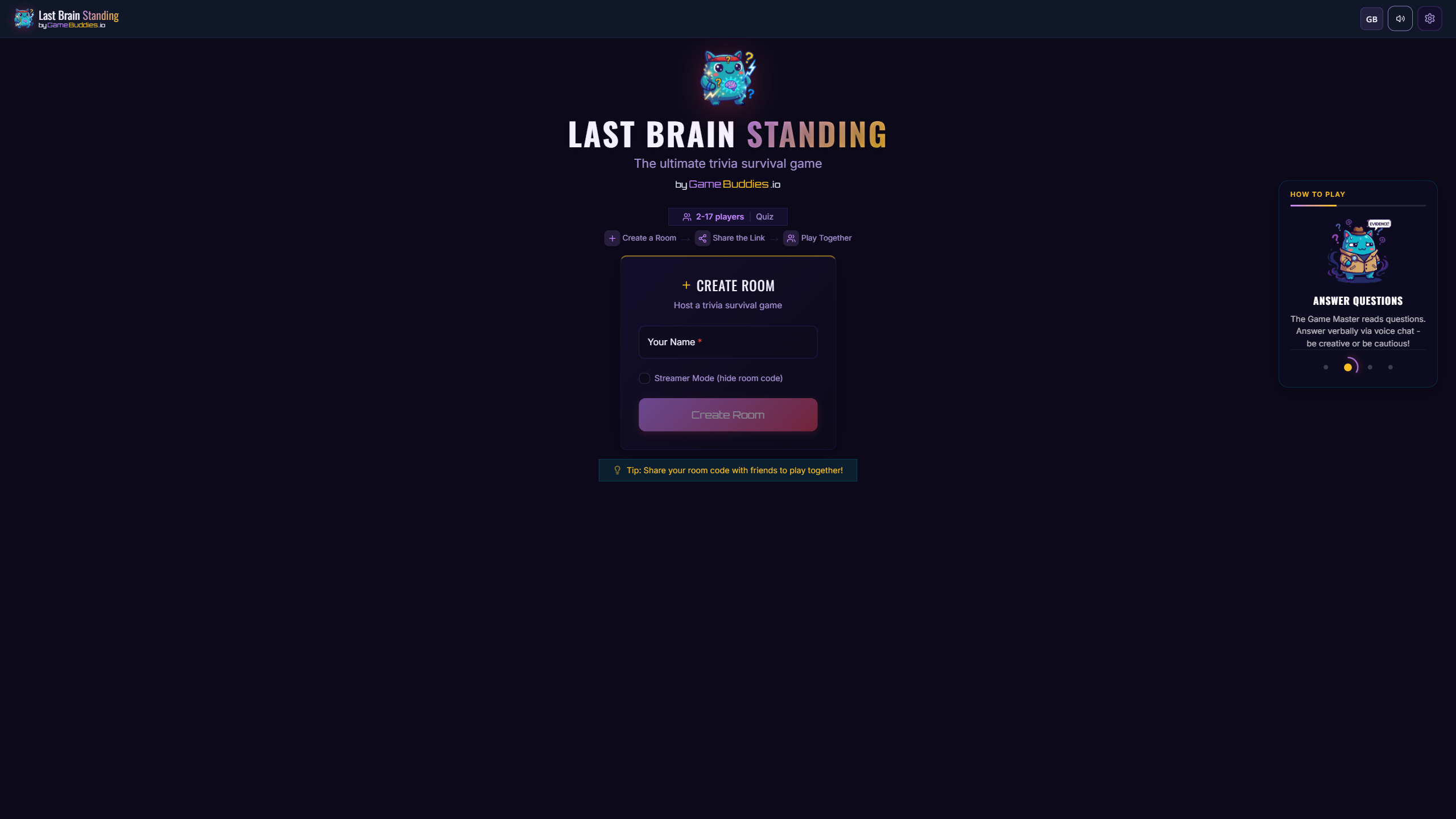 Last Brain Standing landing page