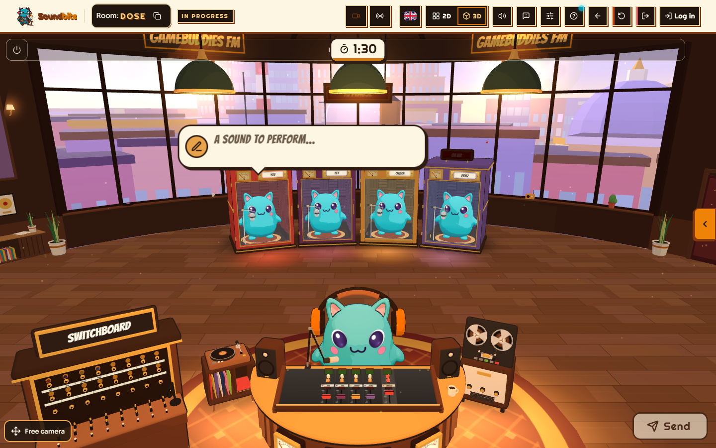 Recording booths and a mixing desk in the GameBuddies FM studio
