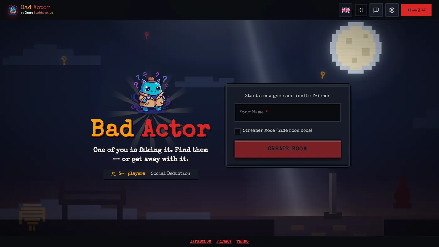 Bad Actor start screen