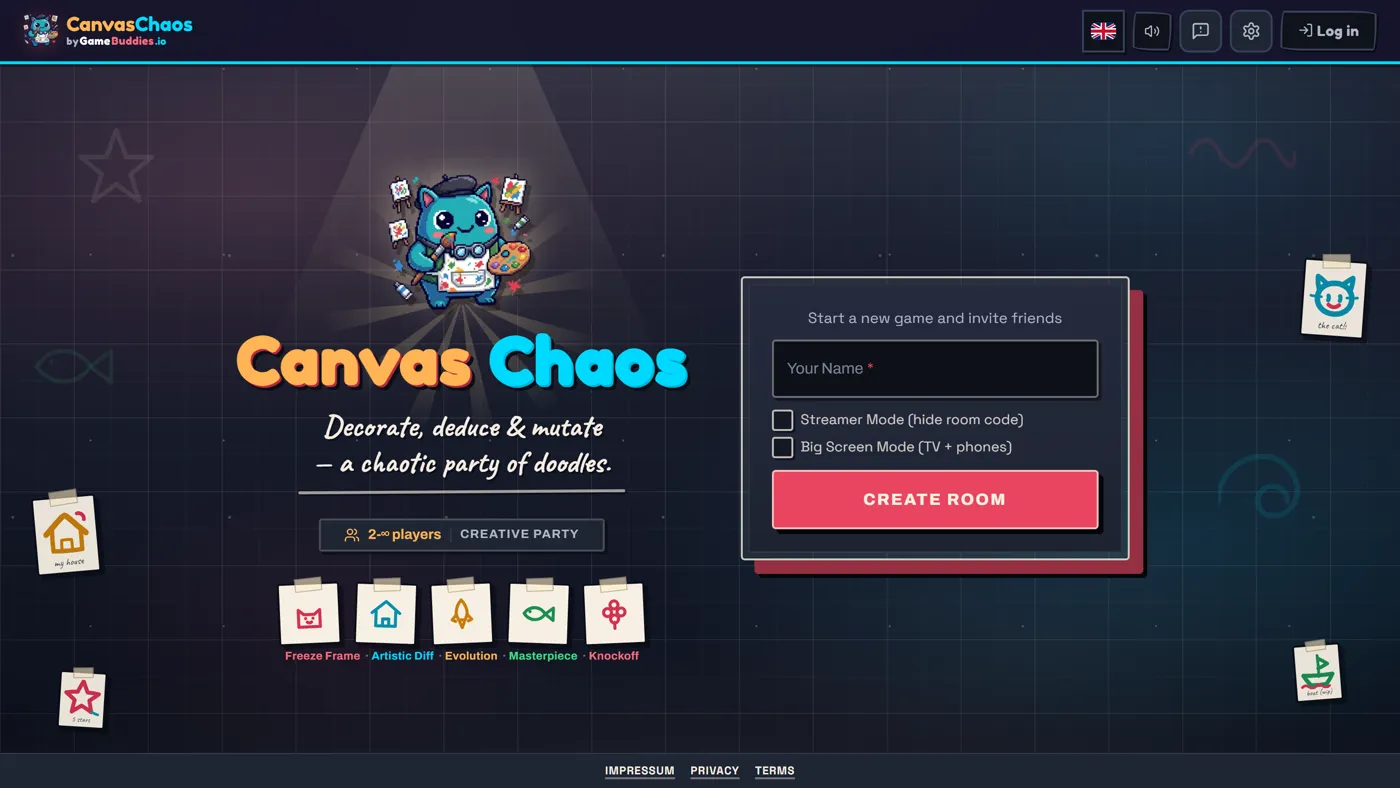 Canvas Chaos start screen