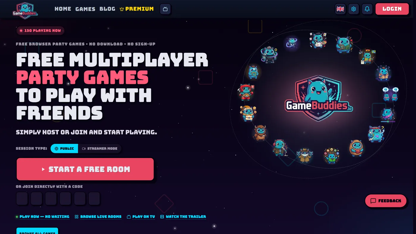 GameBuddies.io homepage