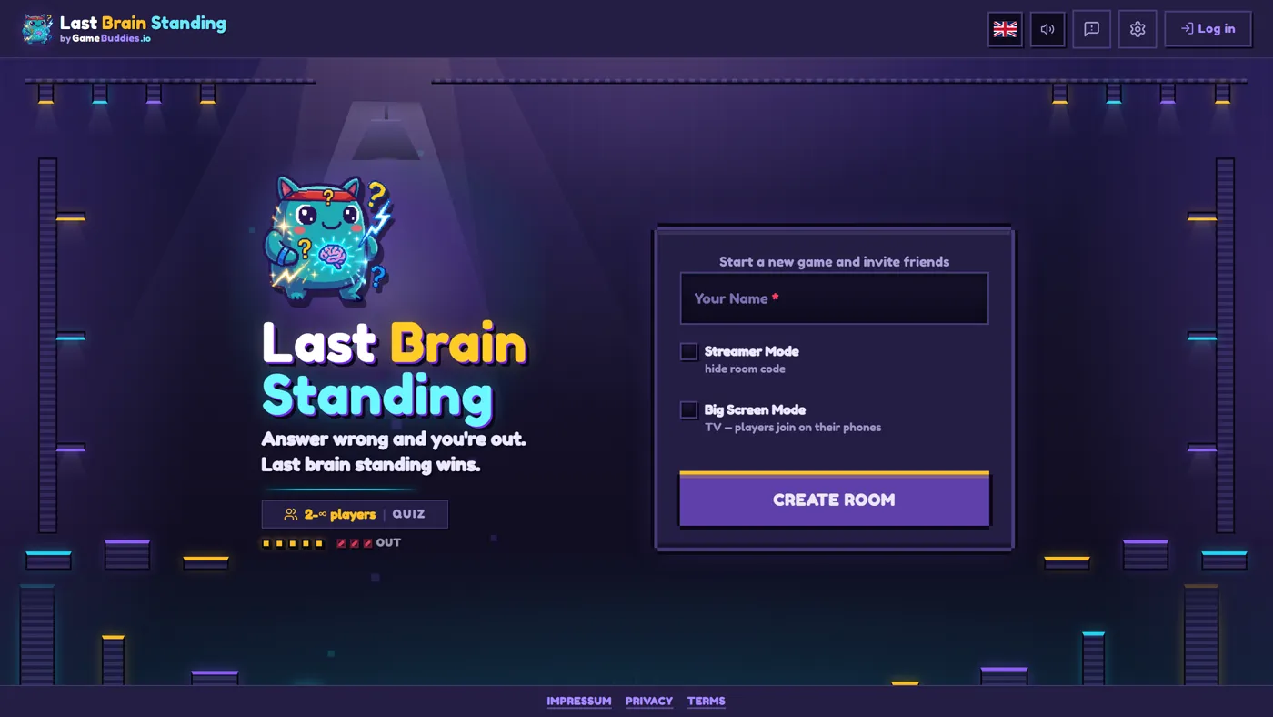 Last Brain Standing start screen