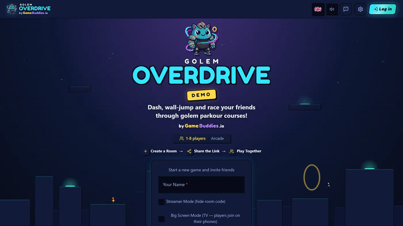Golem Overdrive start screen
